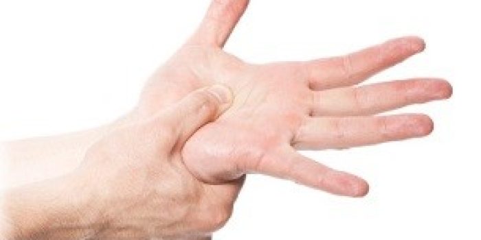Acute pain in a man hand